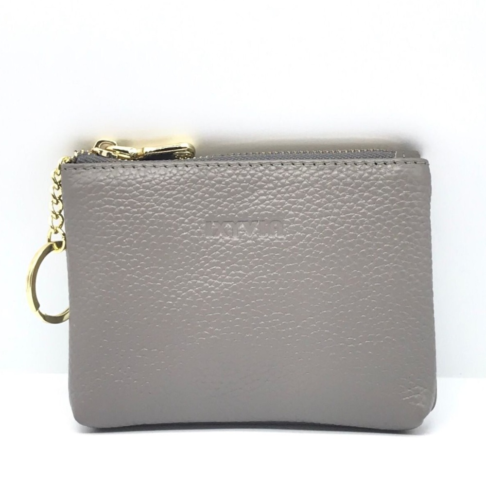 IXYVIA Leather Zip Coin Purse with Keychain Ring